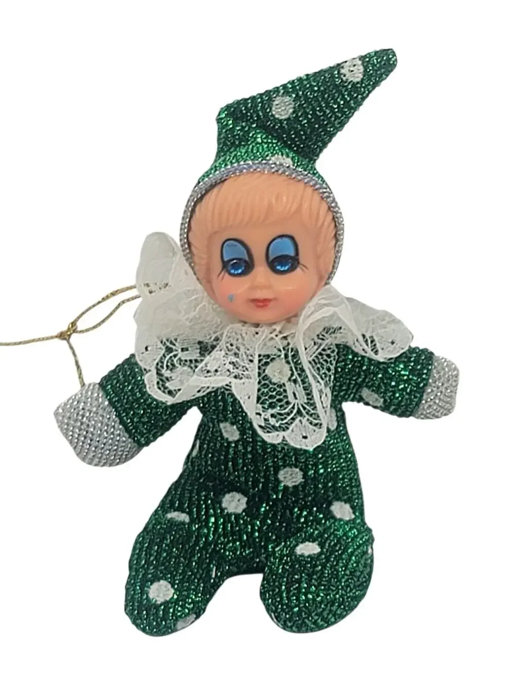 Vintage Green Clown Sleepy Eyed Eyes Open And Close Christma Ornaments 5
